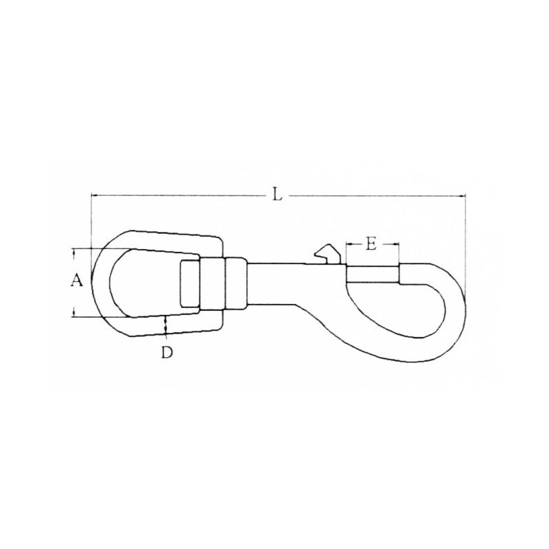 MOSCHETTONE INOX CON OCCHIO GIREVOLE D 4 MM A 13 MM L 80 MM E 8 MM