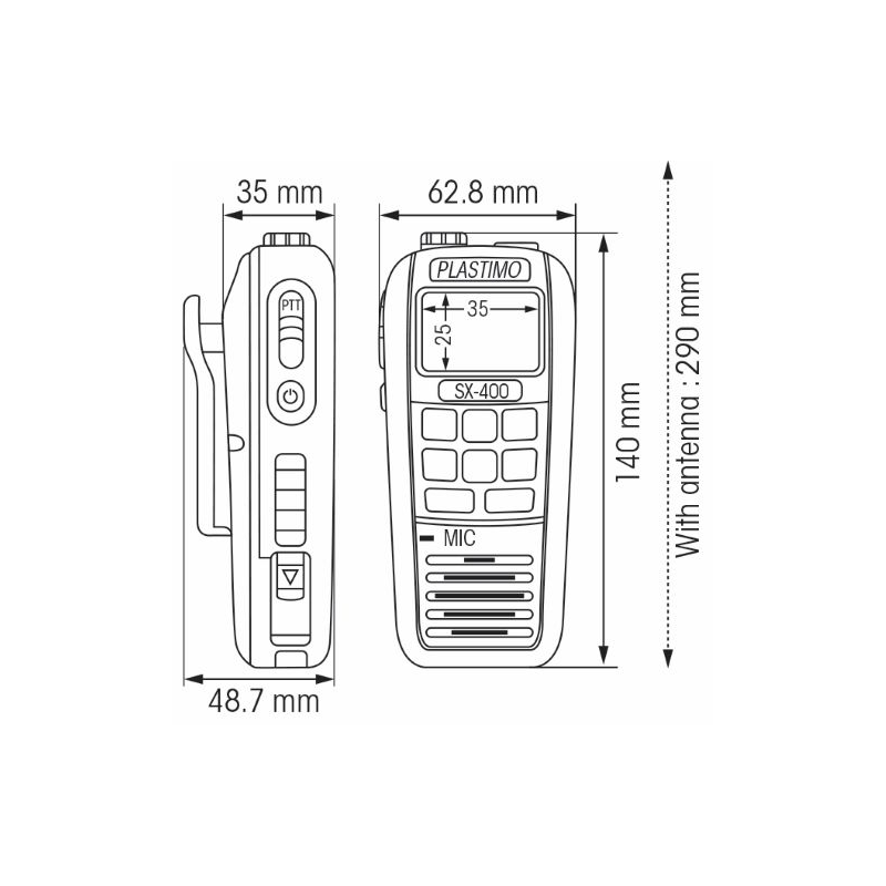 VHF PORTABLE SX-400 IPX7 - Marine Corail - Nouméa